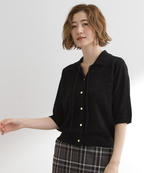 grove / グローブ ニット・セーター | 華やぐラメモールで秋先取り 衿付きプルオーバーニット | 詳細1