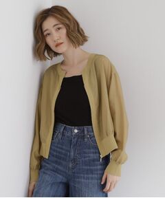 grove / グローブ レザーブルゾン・ジャケット | 軽やかに秋先取り　ブルゾン感覚で着られるカーディガン