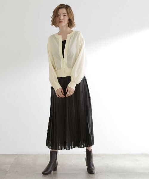 grove / グローブ レザーブルゾン・ジャケット | 軽やかに秋先取り　ブルゾン感覚で着られるカーディガン | 詳細3