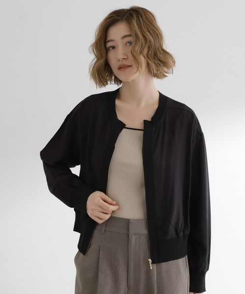 grove / グローブ レザーブルゾン・ジャケット | 軽やかに秋先取り　ブルゾン感覚で着られるカーディガン | 詳細5