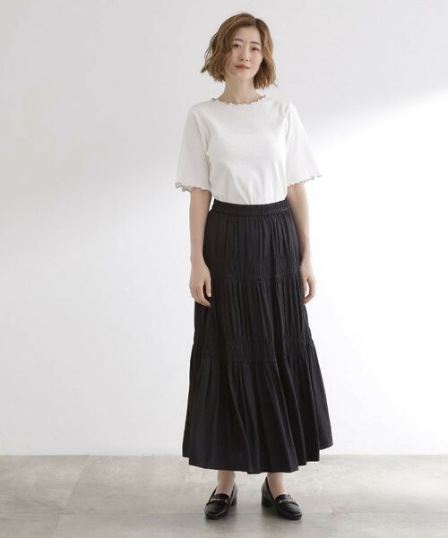 grove / グローブ ロング・マキシ丈スカート | 軽やかに体型カバーも叶う　シャーリングティアードスカート | 詳細2