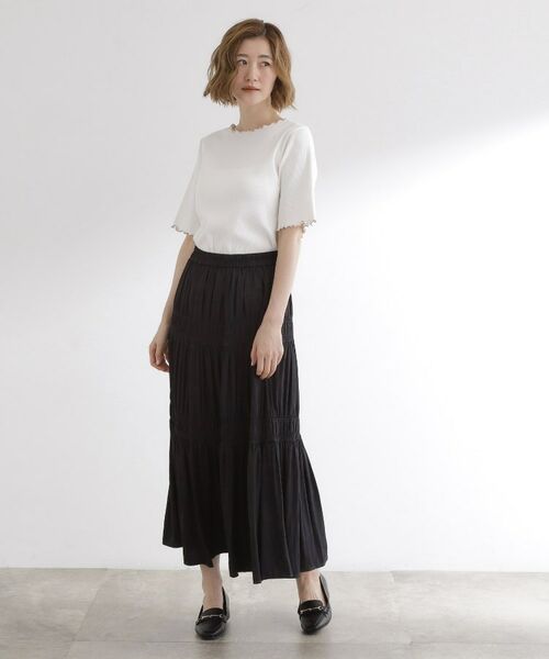 grove / グローブ ロング・マキシ丈スカート | 軽やかに体型カバーも叶う　シャーリングティアードスカート | 詳細3