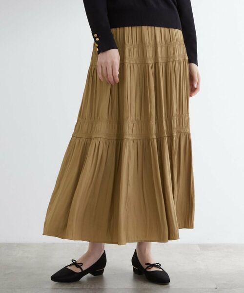 grove / グローブ ロング・マキシ丈スカート | 軽やかに体型カバーも叶う　シャーリングティアードスカート | 詳細5