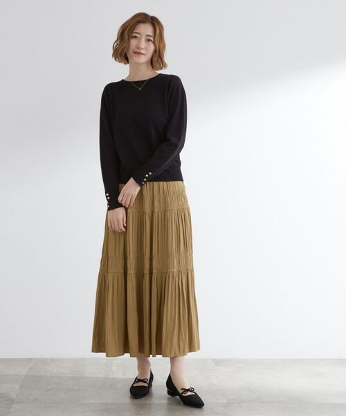 grove / グローブ ロング・マキシ丈スカート | 軽やかに体型カバーも叶う　シャーリングティアードスカート | 詳細6