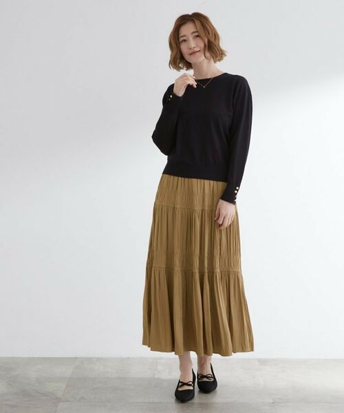 grove / グローブ ロング・マキシ丈スカート | 軽やかに体型カバーも叶う　シャーリングティアードスカート | 詳細7