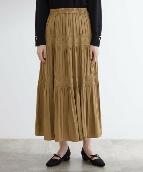 grove / グローブ ロング・マキシ丈スカート | 軽やかに体型カバーも叶う　シャーリングティアードスカート | 詳細9
