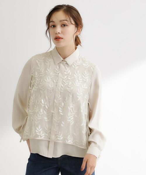 grove / グローブ シャツ・ブラウス | リーフ刺繍スパンコールベスト&ブラウスセット | 詳細1