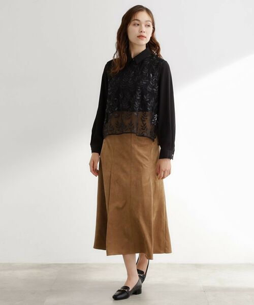 grove / グローブ シャツ・ブラウス | リーフ刺繍スパンコールベスト&ブラウスセット | 詳細11