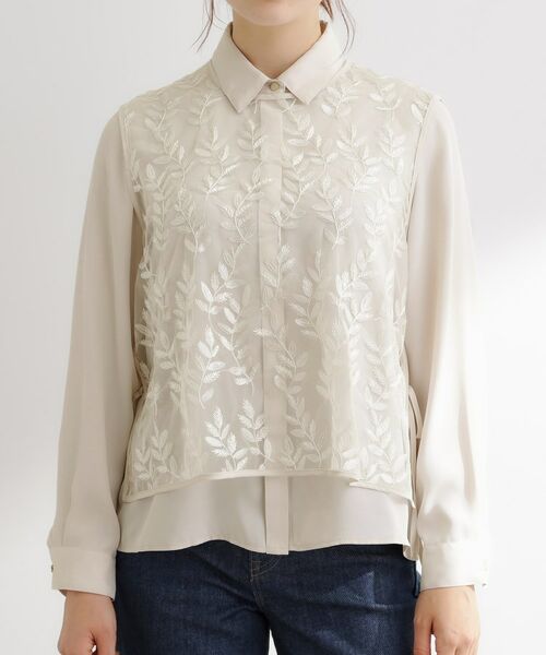 grove / グローブ シャツ・ブラウス | リーフ刺繍スパンコールベスト&ブラウスセット | 詳細15
