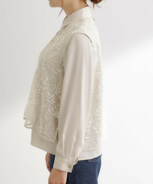 grove / グローブ シャツ・ブラウス | リーフ刺繍スパンコールベスト&ブラウスセット | 詳細16