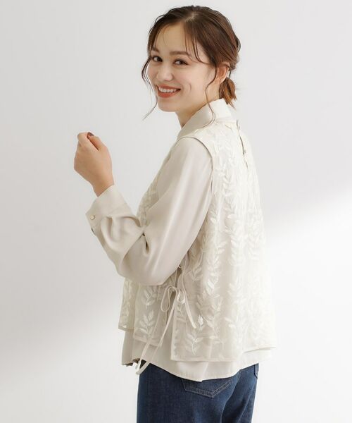 grove / グローブ シャツ・ブラウス | リーフ刺繍スパンコールベスト&ブラウスセット | 詳細2