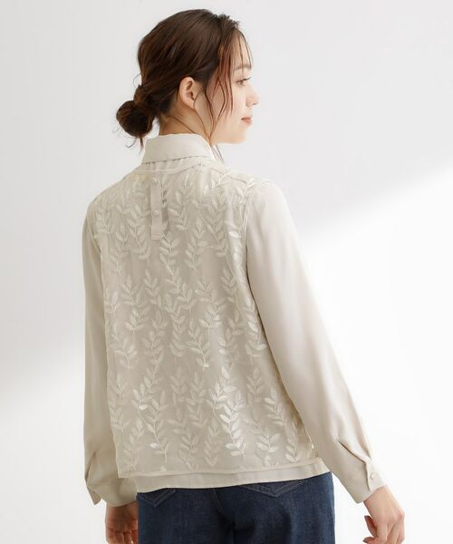 grove / グローブ シャツ・ブラウス | リーフ刺繍スパンコールベスト&ブラウスセット | 詳細3