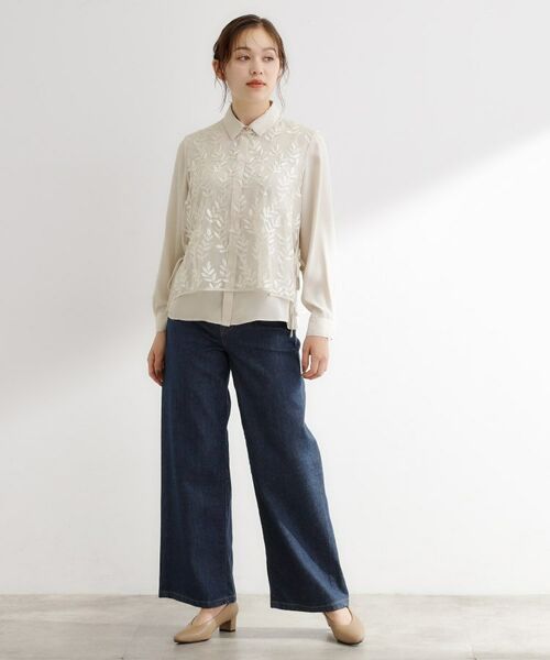 grove / グローブ シャツ・ブラウス | リーフ刺繍スパンコールベスト&ブラウスセット | 詳細5