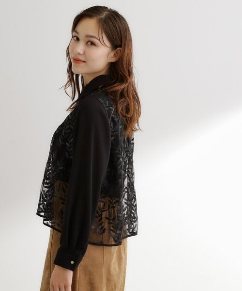 grove / グローブ シャツ・ブラウス | リーフ刺繍スパンコールベスト&ブラウスセット | 詳細8