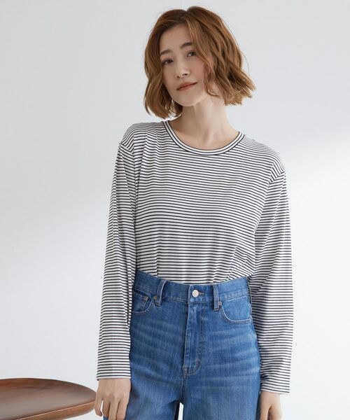 grove/グローブ ボーダーアソートベーシックロンT 細ボーダー(103) 04(LL)