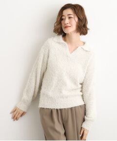 grove / グローブ ニット・セーター | ラメフェザーヤーン オープンカラーニット