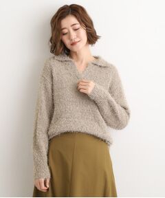 grove / グローブ ニット・セーター | ラメフェザーヤーン オープンカラーニット