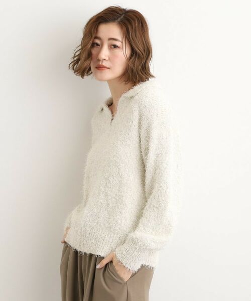 grove / グローブ ニット・セーター | ラメフェザーヤーン オープンカラーニット | 詳細1