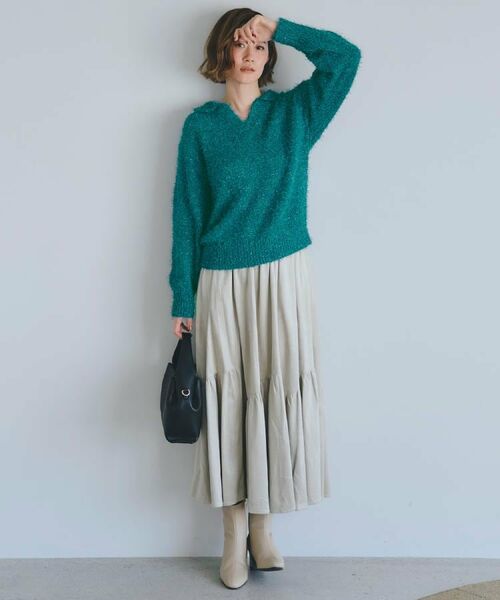 grove / グローブ ニット・セーター | ラメフェザーヤーン オープンカラーニット | 詳細13
