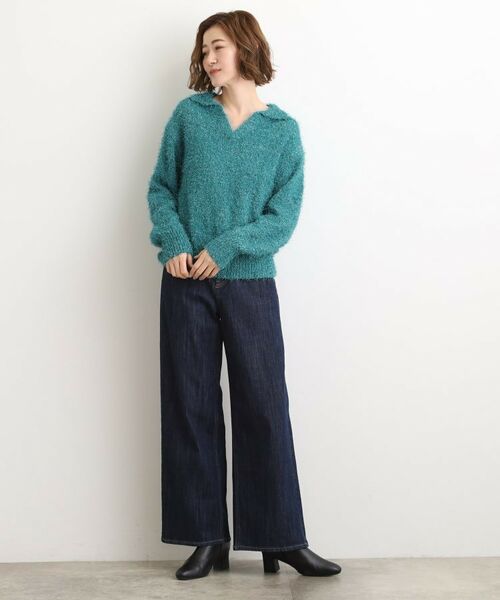 grove / グローブ ニット・セーター | ラメフェザーヤーン オープンカラーニット | 詳細16