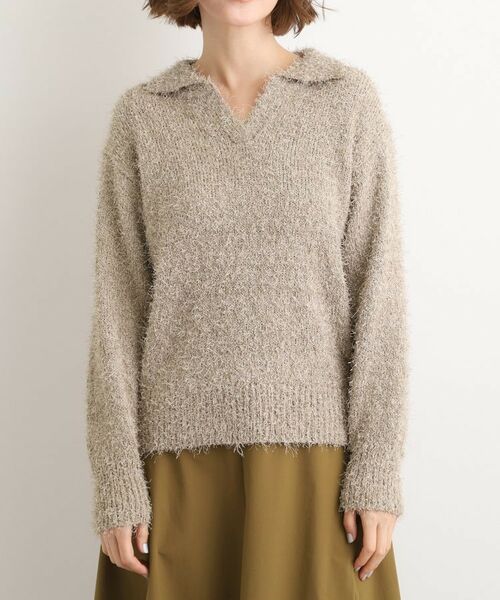 grove / グローブ ニット・セーター | ラメフェザーヤーン オープンカラーニット | 詳細18