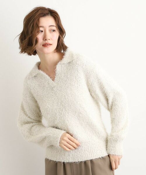 grove / グローブ ニット・セーター | ラメフェザーヤーン オープンカラーニット | 詳細2