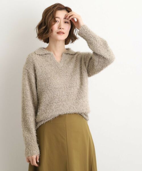 grove / グローブ ニット・セーター | ラメフェザーヤーン オープンカラーニット | 詳細8