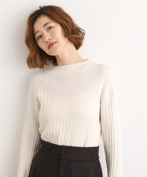 grove / グローブ ニット・セーター | 【石川梨華さん着用】クロップドミニケーブルニット【毛玉軽減／洗える】 | 詳細1