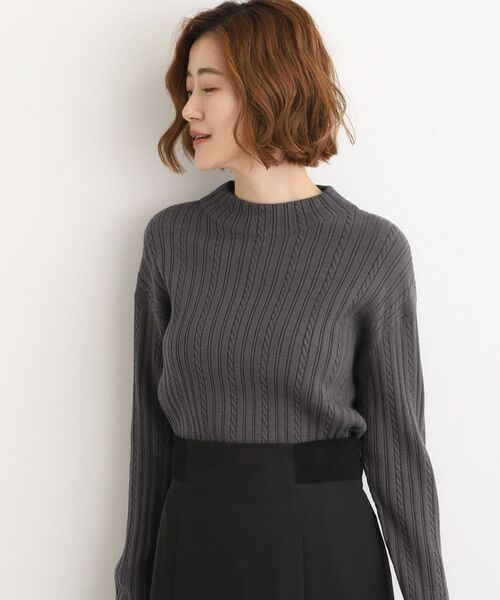 grove / グローブ ニット・セーター | 【石川梨華さん着用】クロップドミニケーブルニット【毛玉軽減／洗える】 | 詳細10