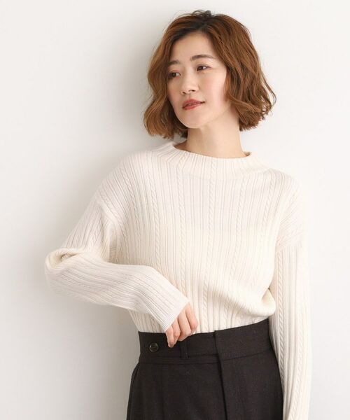 grove / グローブ ニット・セーター | 【石川梨華さん着用】クロップドミニケーブルニット【毛玉軽減／洗える】 | 詳細2