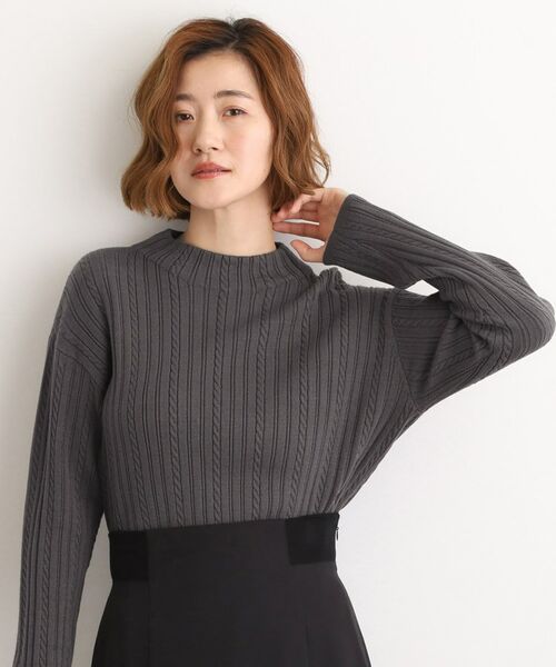 grove / グローブ ニット・セーター | 【石川梨華さん着用】クロップドミニケーブルニット【毛玉軽減／洗える】 | 詳細9