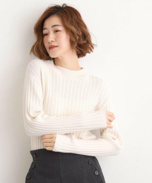 grove / グローブ ニット・セーター | 【石川梨華さん着用】ミニケーブルニット【毛玉軽減/洗える】(オフホワイト(003))