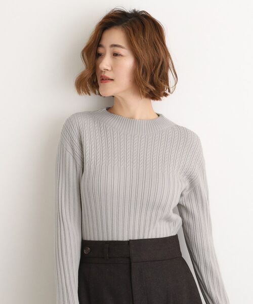 grove / グローブ ニット・セーター | 【石川梨華さん着用】ミニケーブルニット【毛玉軽減/洗える】(ライトグレー(010))