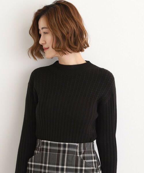 grove / グローブ ニット・セーター | 【石川梨華さん着用】ミニケーブルニット【毛玉軽減/洗える】(ブラック(019))