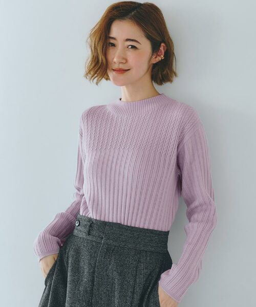 grove / グローブ ニット・セーター | 【石川梨華さん着用】ミニケーブルニット【毛玉軽減/洗える】(パープル(080))
