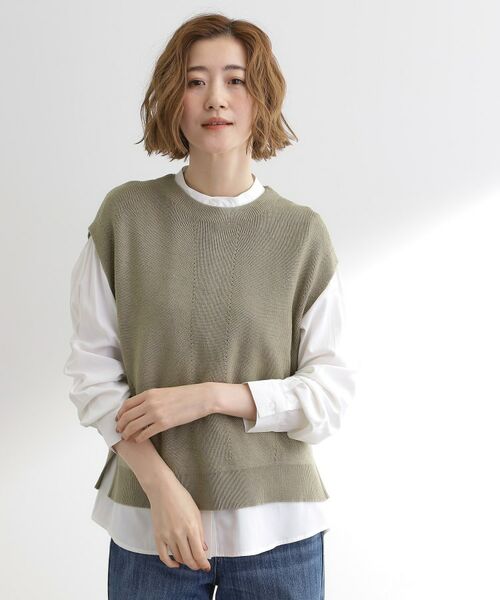 grove / グローブ その他トップス | ニットベスト×シャツセット(マイルドカーキ(026))
