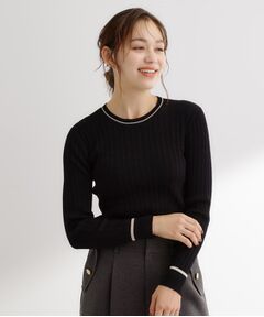 grove / グローブ ニット・セーター | 【毛玉軽減】配色ラインランダムリブニット