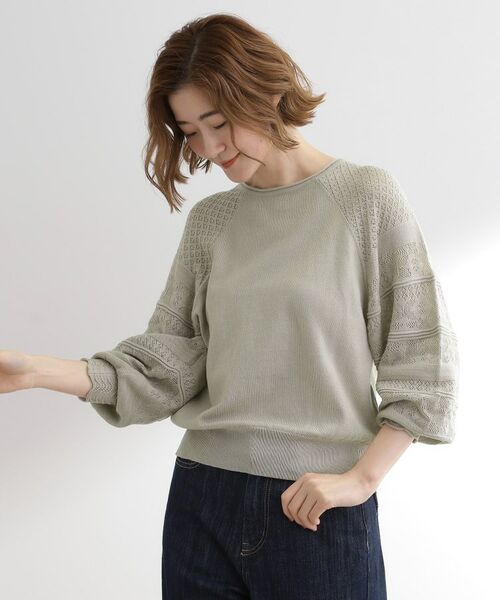 grove / グローブ ニット・セーター | 袖レース編みラグランスリーブニット | 詳細1