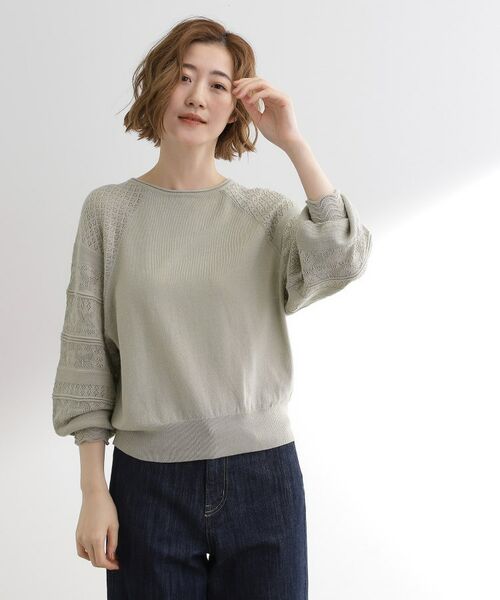 grove / グローブ ニット・セーター | 袖レース編みラグランスリーブニット | 詳細2