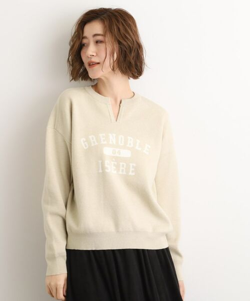 grove / グローブ ニット・セーター | カレッジロゴキーネックニット(アイボリー(004))