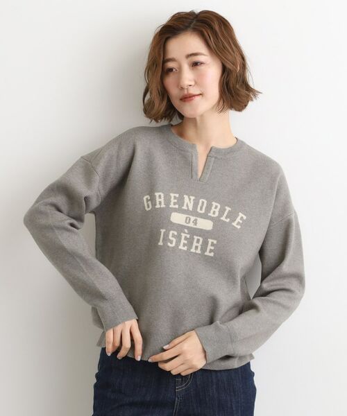 grove / グローブ ニット・セーター | カレッジロゴキーネックニット(ミドルグレー(013))