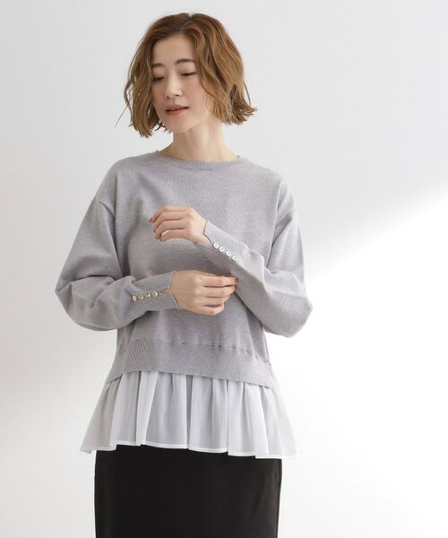 grove / グローブ ニット・セーター | 裾レイヤードニットプルオーバー(グレー(512))