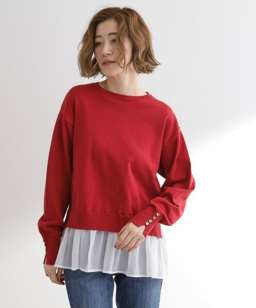 grove / グローブ ニット・セーター | 裾レイヤードニットプルオーバー(レッド(562))