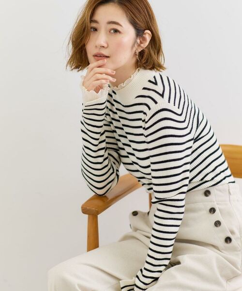 grove / グローブ ニット・セーター | プリーツレイヤードニットプルオーバー(ボーダー(303))