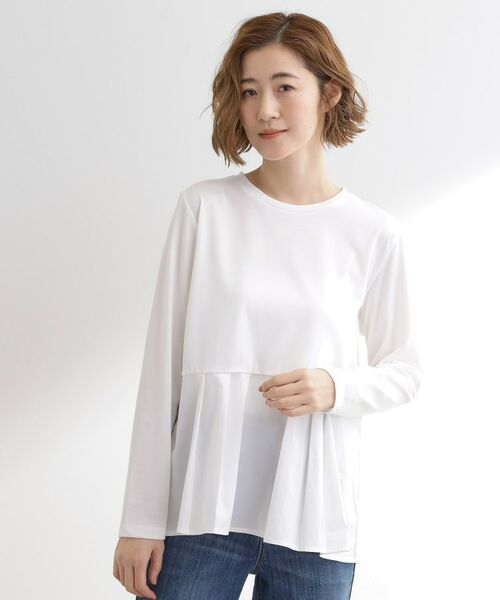 grove / グローブ カットソー | 裾切替タックペプラムTシャツ(オフホワイト(003))