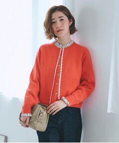 grove / グローブ カーディガン・ボレロ | 【毛玉軽減／洗える】編地切替カーディガン