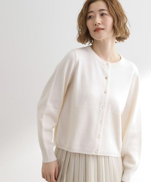 grove / グローブ カーディガン・ボレロ | 【毛玉軽減／洗える】編地切替カーディガン | 詳細1