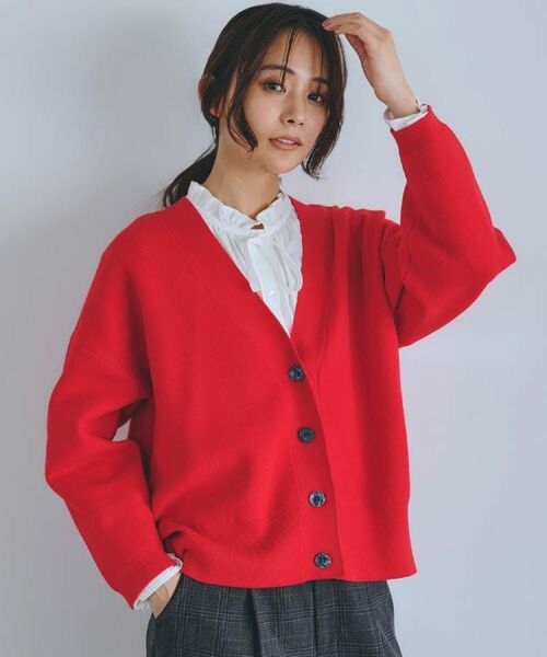 grove / グローブ カーディガン・ボレロ | 季節に映える ニットカーディガン(ポピーレッド(062))
