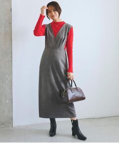 grove / グローブ ロング・マキシ丈ワンピース | 【秋から冬まで活躍】スエードライクジャンパードレス