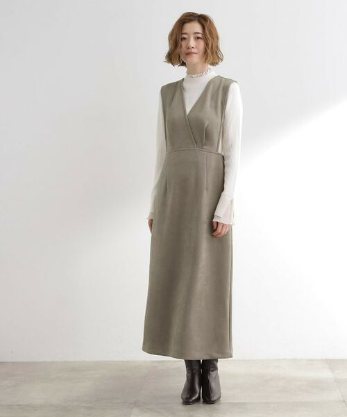 grove / グローブ ロング・マキシ丈ワンピース | 【秋から冬まで活躍】スエードライクジャンパードレス | 詳細3